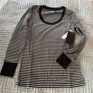 a.n.a Black and White Striped Long Sleeve Top
